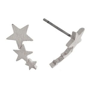 Ear climber earrings silver stars